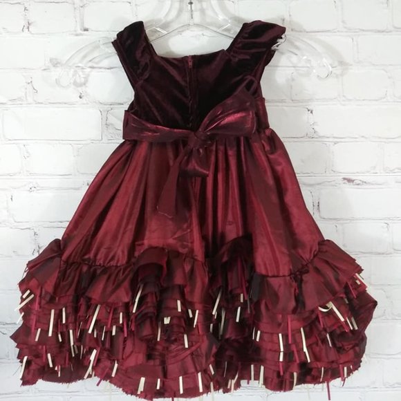 Chantilly Place 18M Holiday Red Velvet Girls Dress - Picture 2 of 5